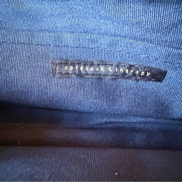 Notebook therapy Navy Velour rose and book Embroidered pencil Pouch w Bow medal - Picture 6 of 10